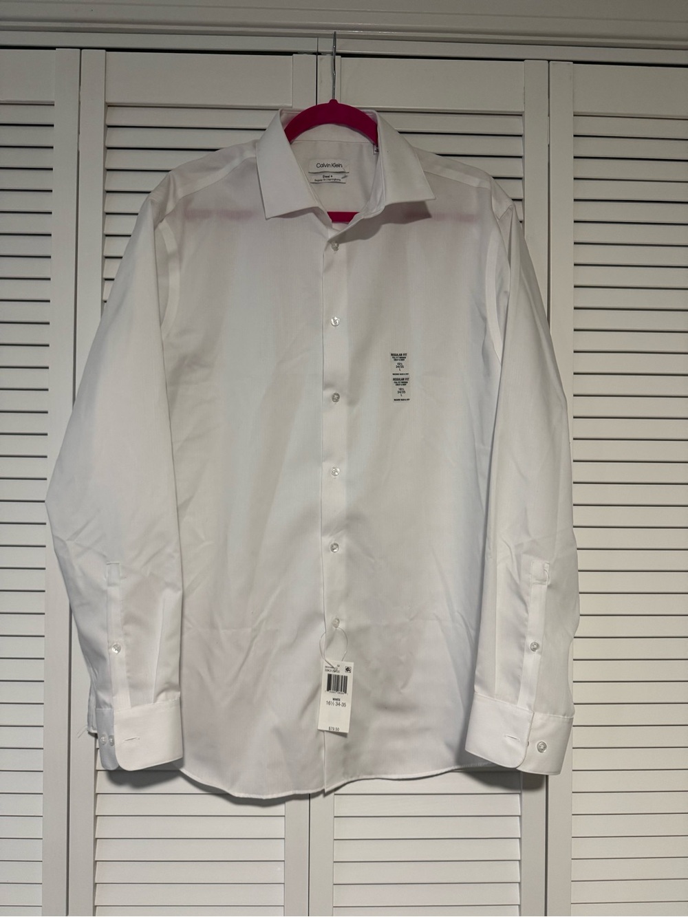 Calvin Klein White Men's Long-Sleeve Dress Shirt - Point Collar